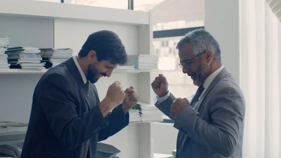 Des mains échangent sur une stratégie marketing autour de graphiques, dans un bureau.